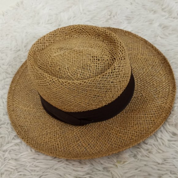 Bailey L Straw Hat Genuine Brown Trim USA Fedora - Picture 4 of 10